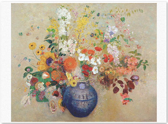 Decoupage Tissue Paper - Blue Vase of Flowers by Odilon Redon (2 sizes) - Rustic Farmhouse Charm