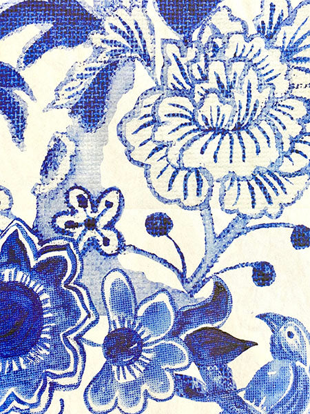 Decoupage Tissue Paper - Blue & White Bird Chinoiserie (50.8cm x 76.2cm) - Rustic Farmhouse Charm