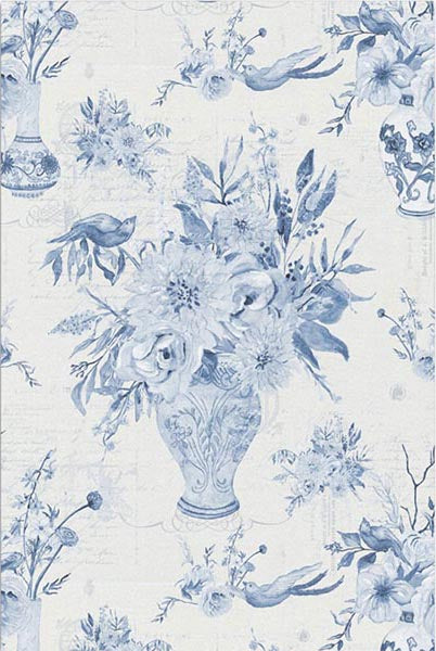 Decoupage Tissue Paper - Blue & White Flower Vase Chinoiserie (50.8cm x 76.2cm) - Rustic Farmhouse Charm