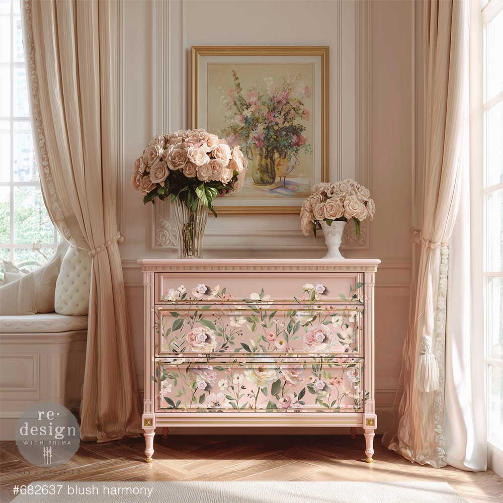 NEW! Redesign Transfer - BLUSH HARMONY (60.96cm x 88.9cm) - Rustic Farmhouse Charm