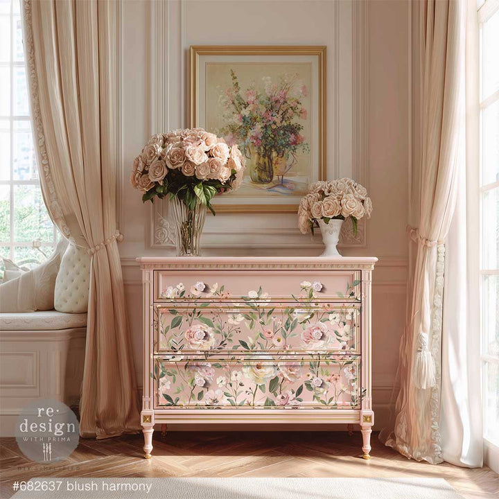 NEW! Redesign Transfer - BLUSH HARMONY (60.96cm x 88.9cm) - Rustic Farmhouse Charm