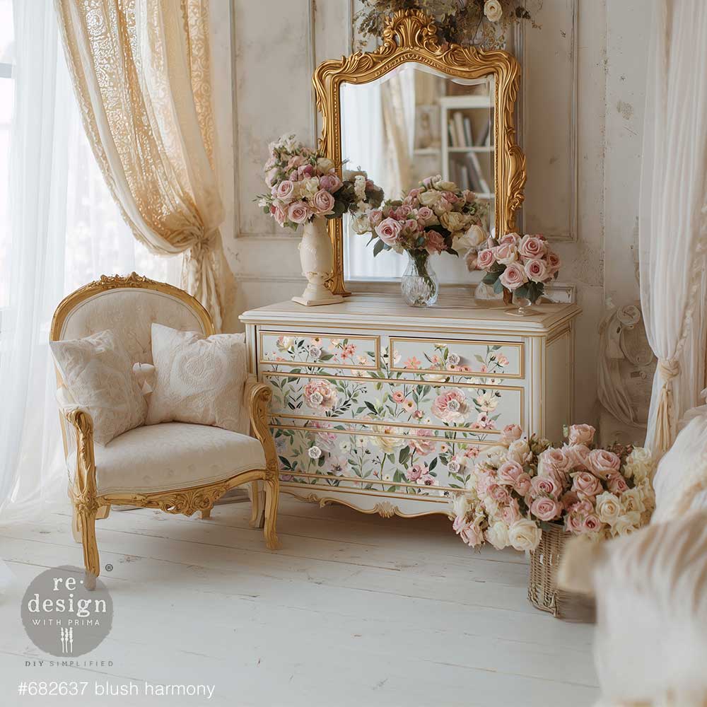 NEW! Redesign Transfer - BLUSH HARMONY (60.96cm x 88.9cm) - Rustic Farmhouse Charm