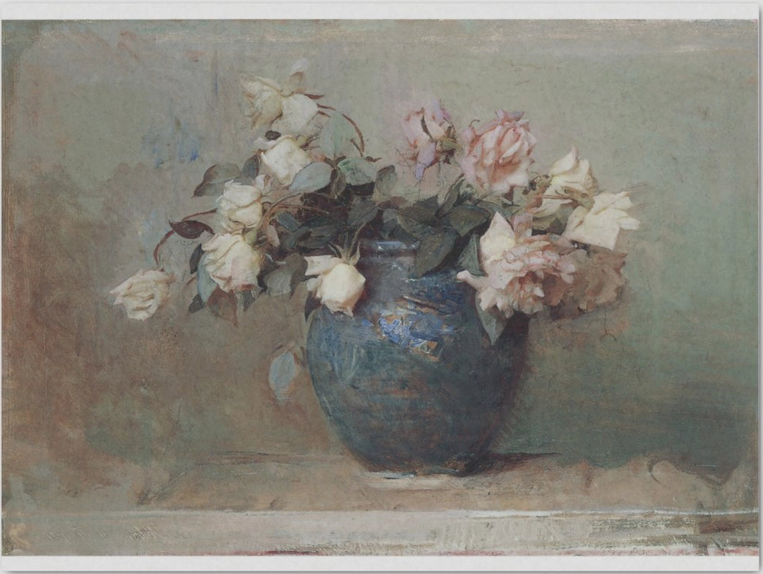 Decoupage Tissue Paper - Blush Pink Roses in Blue Vase (38.1cm x 50.8cm) - Rustic Farmhouse Charm