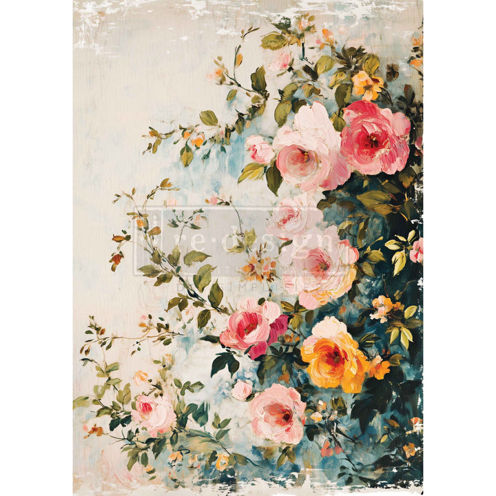 LIMITED! Redesign A3 Decoupage Fibre Paper - BLUSH SYMPHONY (29.7cm x 41.9cm) - Rustic Farmhouse Charm