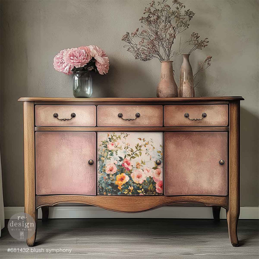 LIMITED! Redesign A3 Decoupage Fibre Paper - BLUSH SYMPHONY (29.7cm x 41.9cm) - Rustic Farmhouse Charm