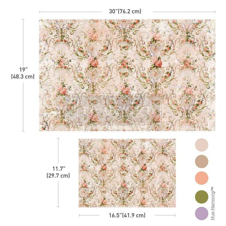NEW! Redesign Double Delight Decoupage Fibre Paper Set (2 Sheets) - BLUSHING BLOOM - Rustic Farmhouse Charm