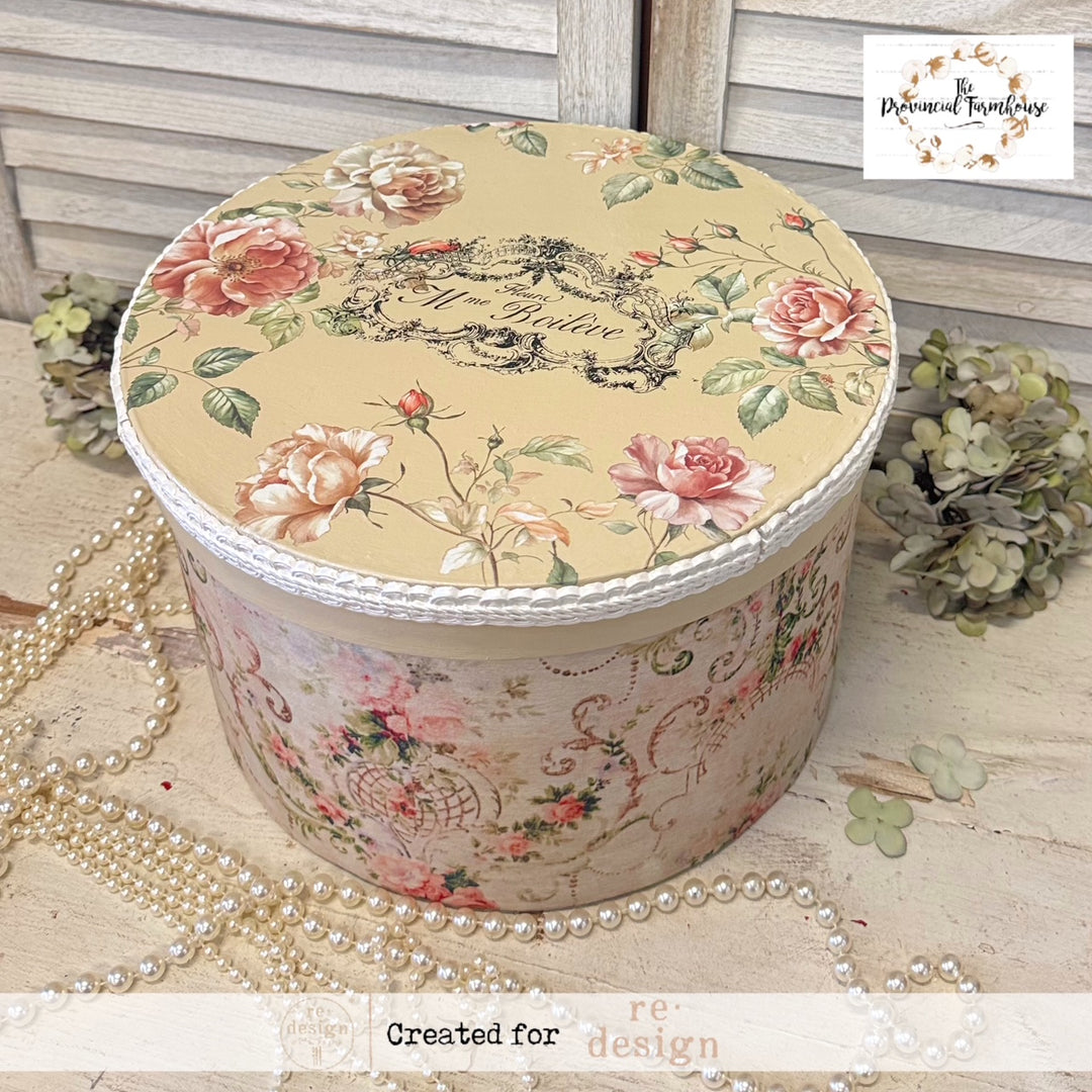 NEW! Redesign Double Delight Decoupage Fibre Paper Set (2 Sheets) - BLUSHING BLOOM - Rustic Farmhouse Charm