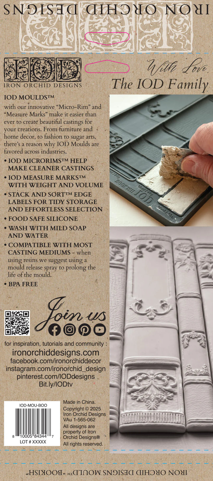 NEW! IOD Mould - BOOKISH (6"x10", 15.24cm x 25.4cm) - Rustic Farmhouse Charm