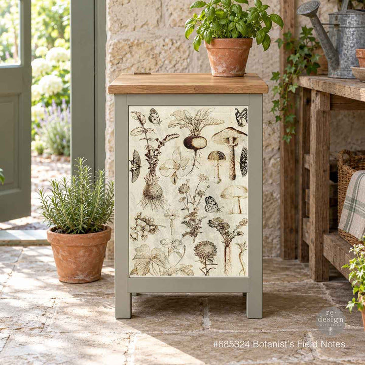 LIMITED! Redesign A3 Decoupage Fibre Paper - BOTANIST'S FIELD NOTES (29.7cm x 41.9cm)