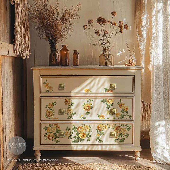 NEW! Redesign Middy Transfer - BOUQUET DE PROVENCE (3 sheets, each 21.59cm x 27.94cm) - Rustic Farmhouse Charm