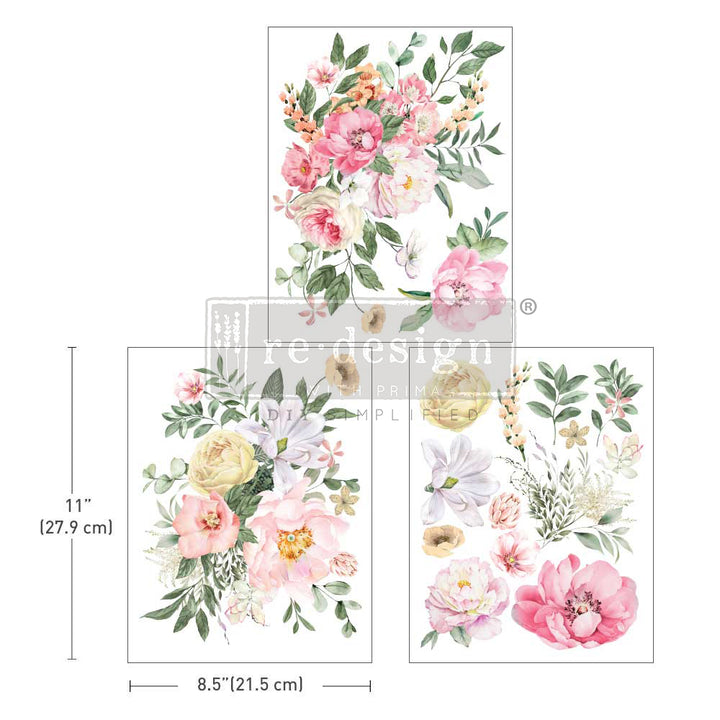 BOUQUET FOR MY LOVE Redesign Middy Transfer (3 sheets, each 21.59cm x 27.94cm) - Rustic Farmhouse Charm