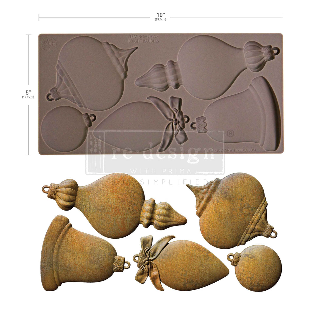 NEW! Redesign Mould - BRIGHT BAUBLES (5" x 10") - Rustic Farmhouse Charm