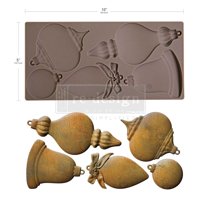 NEW! Redesign Mould - BRIGHT BAUBLES (5" x 10") - Rustic Farmhouse Charm