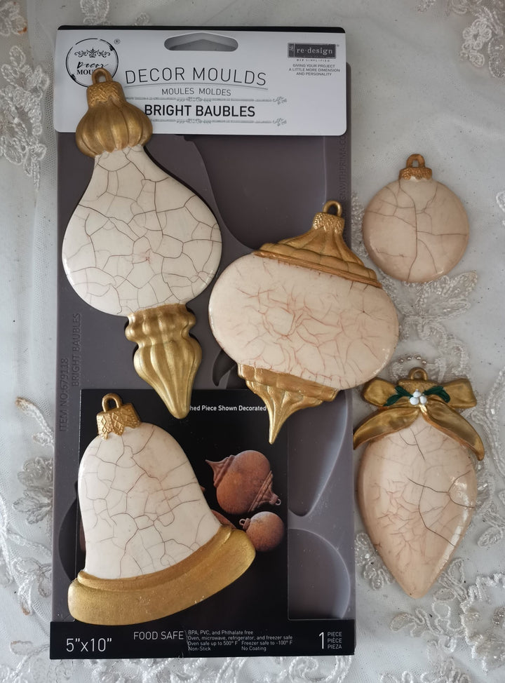 NEW! Redesign Mould - BRIGHT BAUBLES (5" x 10") - Rustic Farmhouse Charm