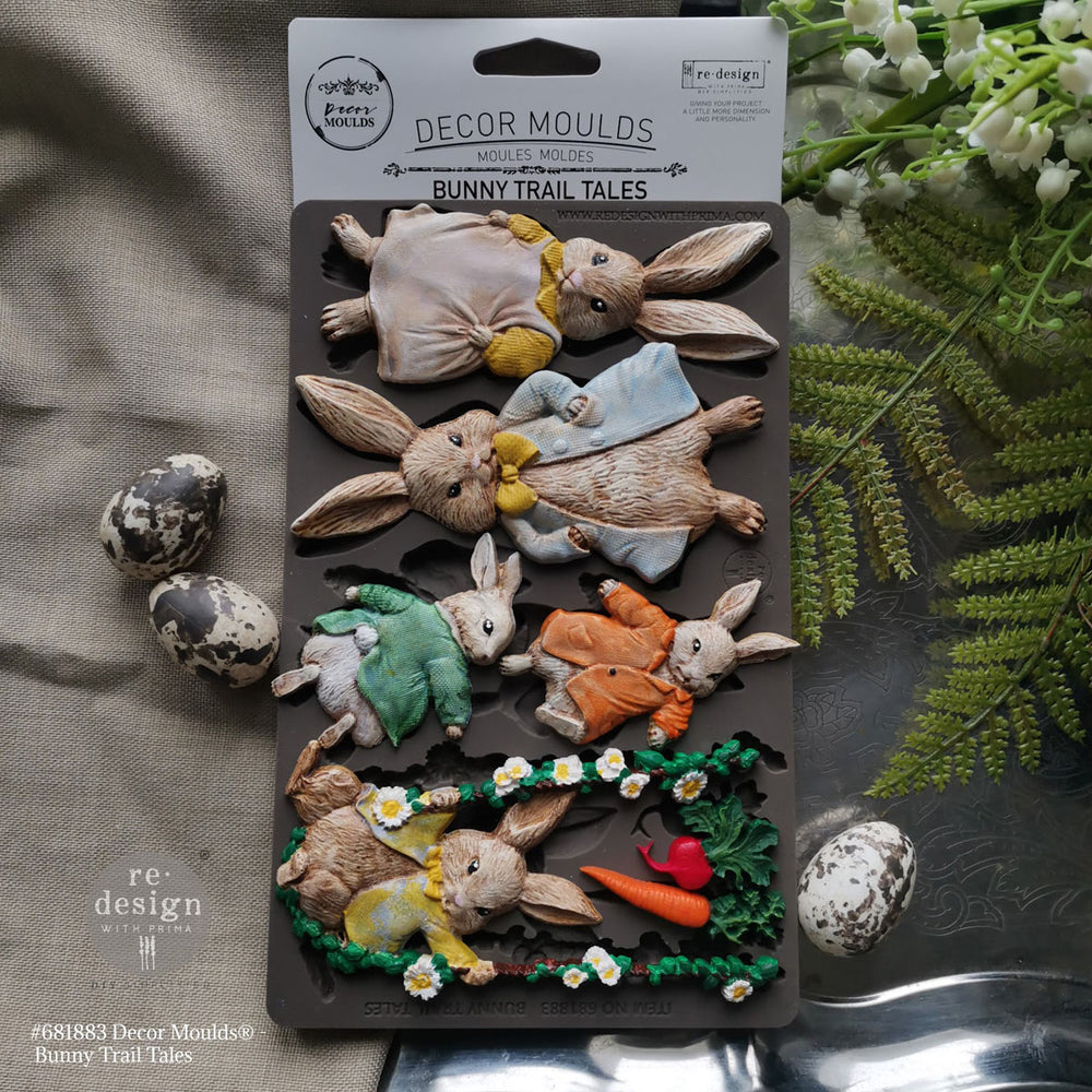 NEW! Redesign Mould - BUNNY TRAIL TALES (5" x 8") - Rustic Farmhouse Charm