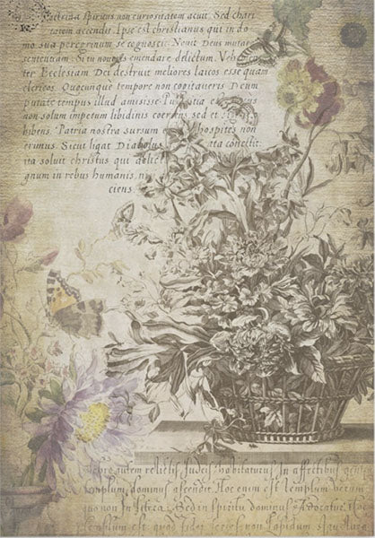 Decoupage Tissue Paper - Butterflies Flowers & Script (35.56cm x 50.8cm) - Rustic Farmhouse Charm