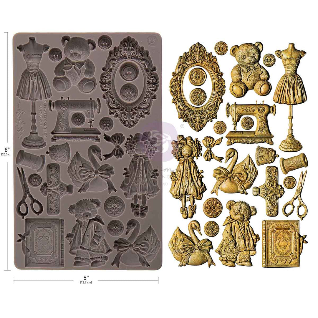 NEW! Prima Marketing Mould - BUTTONS & KEEPSAKES COLLECTION by Frank Garcia (5" x 8")