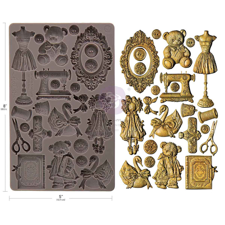 NEW! Prima Marketing Mould - BUTTONS & KEEPSAKES COLLECTION by Frank Garcia (5" x 8")