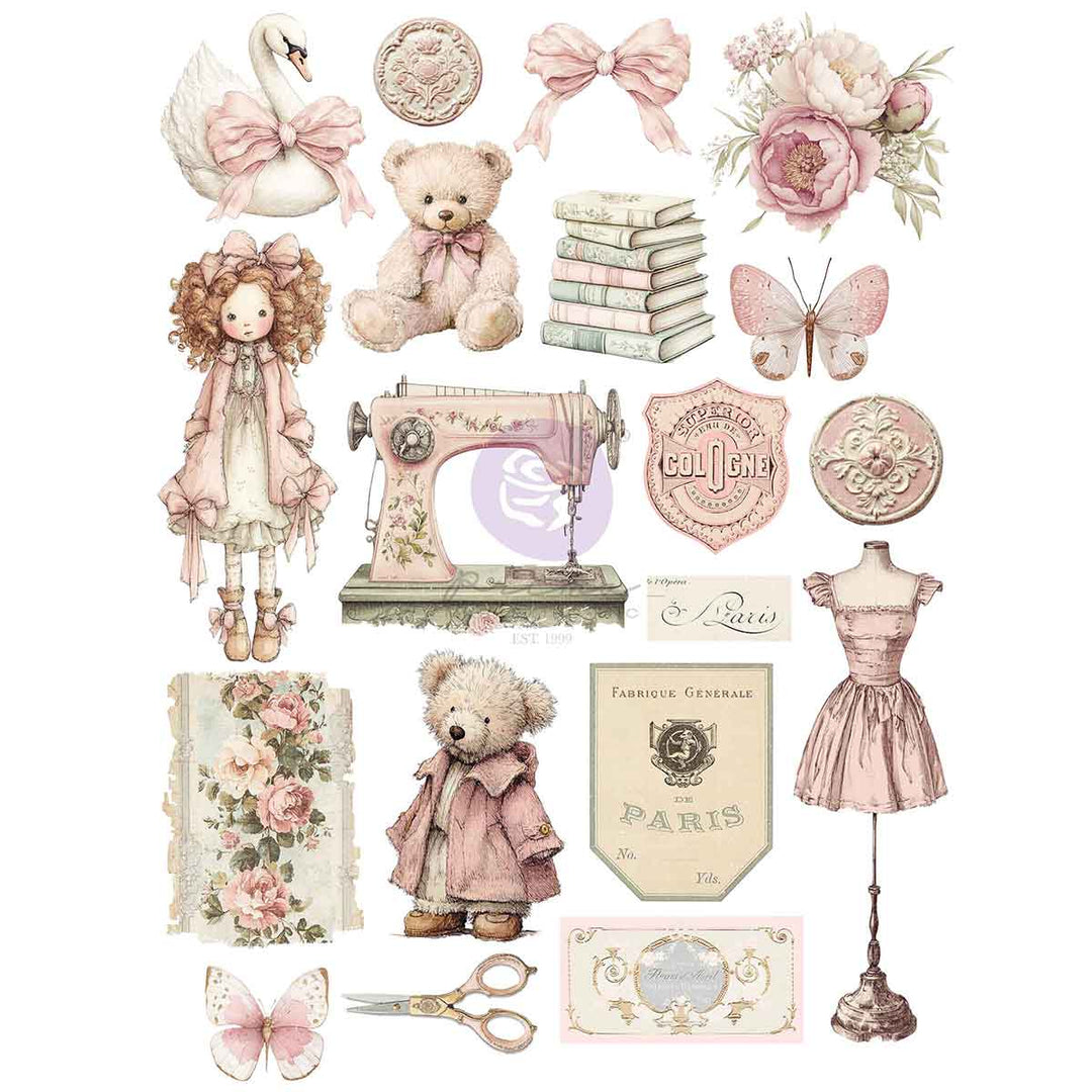 NEW! Prima A4 Transfer - BUTTONS & KEEPSAKES COLLECTION by Frank Garcia
