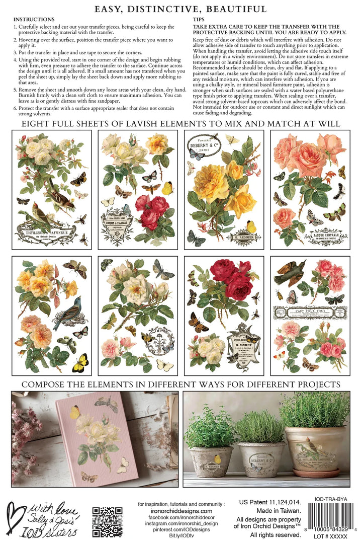 NEW! IOD Transfer Pad - BY ANY OTHER NAME (set of eight 8"x12" sheets) - Rustic Farmhouse Charm