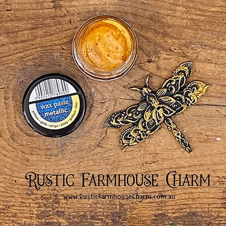 METALLIC YELLOW Coloured Wax Paste by Pentart 20ml - Rustic Farmhouse Charm
