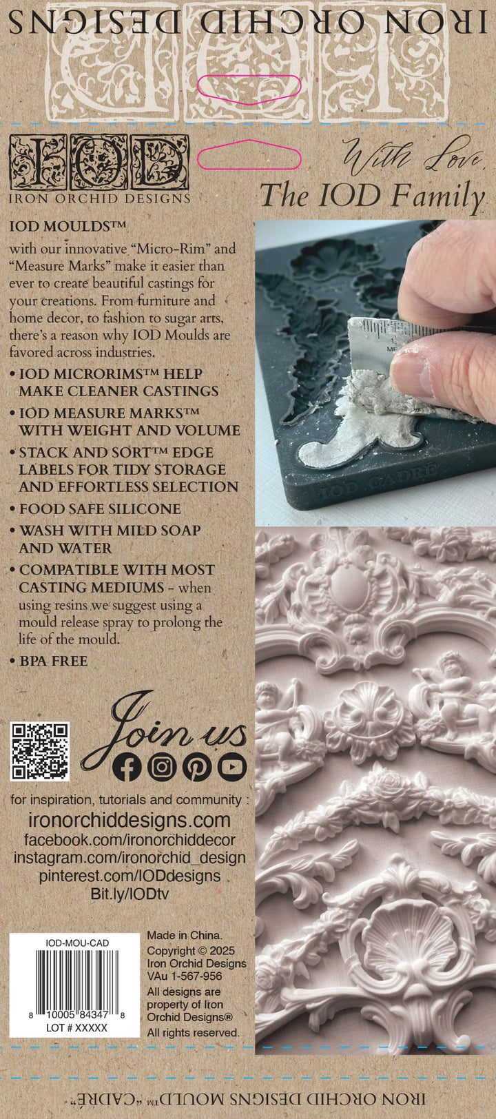 NEW! IOD Mould - CADRE (6"x10", 15.24cm x 25.4cm) - Rustic Farmhouse Charm