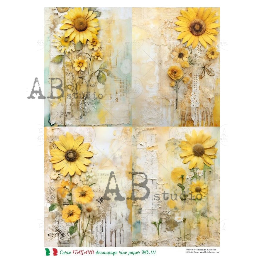 ABstudio Rice Paper - CARTE ITALIANO 111 (A4) - Rustic Farmhouse Charm