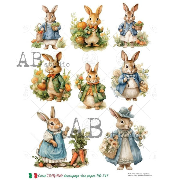 ABstudio Rice Paper - CARTE ITALIANO 347 (A4) - Rustic Farmhouse Charm