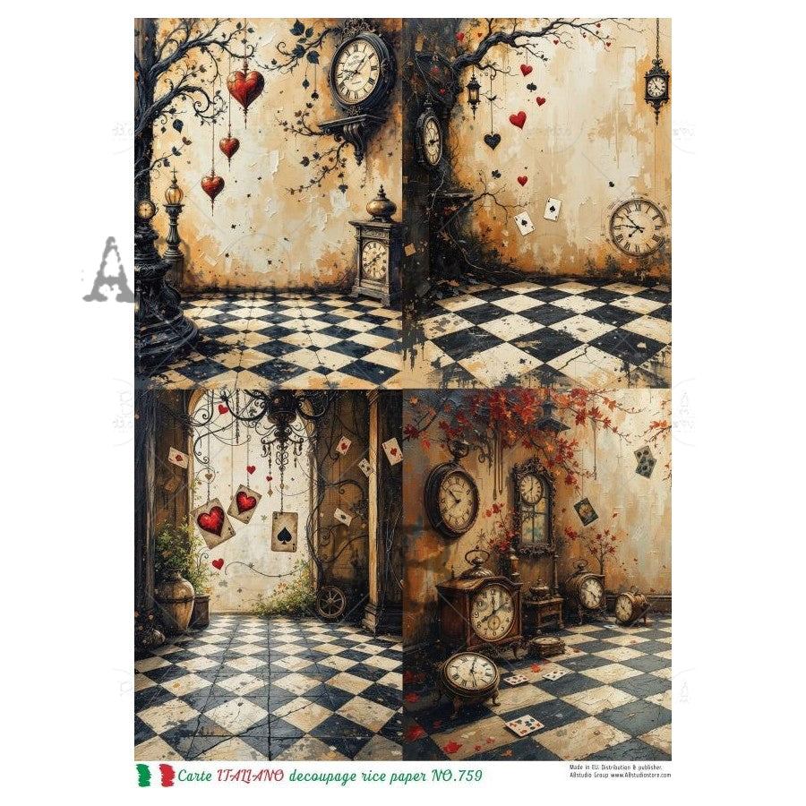 ABstudio Rice Paper - CARTE ITALIANO 759 (A4) - Rustic Farmhouse Charm