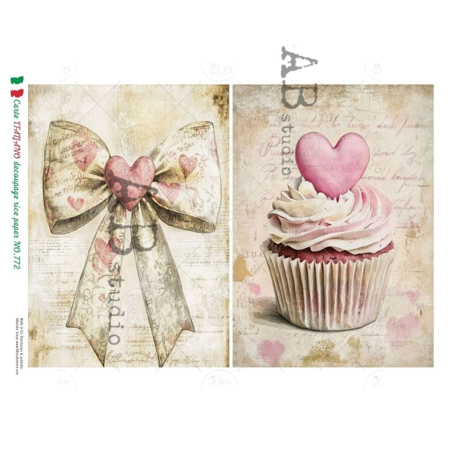 ABstudio Rice Paper - CARTE ITALIANO 772 (A4) - Rustic Farmhouse Charm
