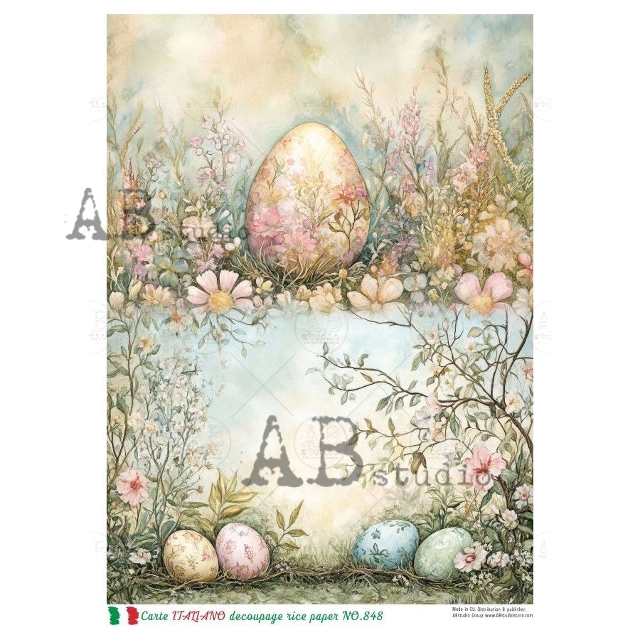 ABstudio Rice Paper - CARTE ITALIANO 848 (A4) - Rustic Farmhouse Charm