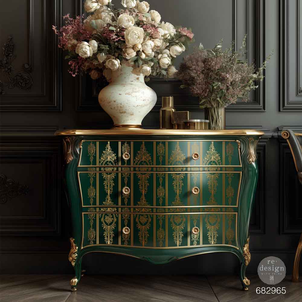 NEW! Redesign Gold Foil Transfer by Kacha - CHATEAU FILIGREE (45.72cm x 60.96cm)
