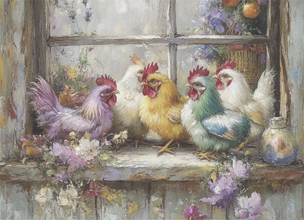 Decoupage Tissue Paper - Chicken Chatter - Rustic Farmhouse Charm
