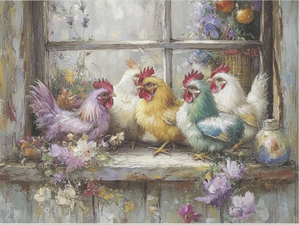 Decoupage Tissue Paper - Chicken Chatter - Rustic Farmhouse Charm