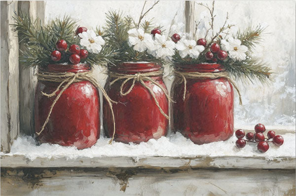 Decoupage Tissue Paper - Christmas Red Mason Jars (25.4cm x 38.1cm) - Rustic Farmhouse Charm