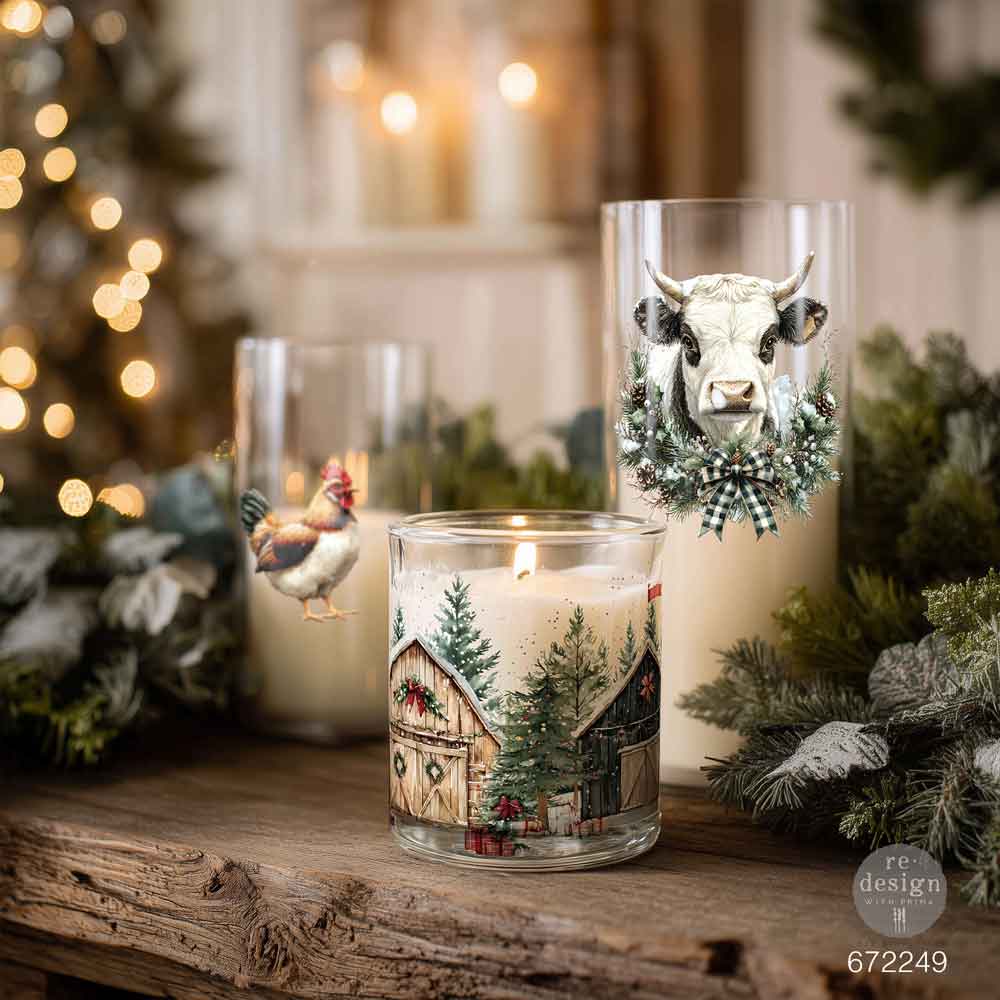 NEW! Redesign Luxe Transfer - CHRISTMAS ON THE FARM (2 sheets, 8.25cm x 29.2cm)