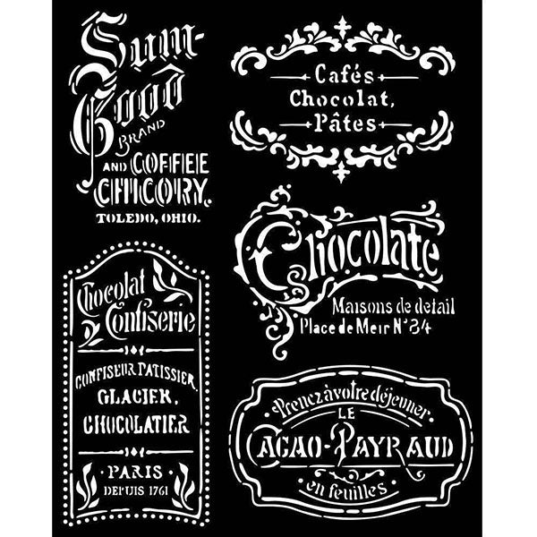 COFFEE & CHOCOLATE PLATES Stencil by Stamperia (25cm x 20cm) - Rustic Farmhouse Charm