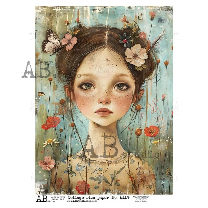 ABstudio Rice Paper - COLLAGE 6114 (A4) - Rustic Farmhouse Charm