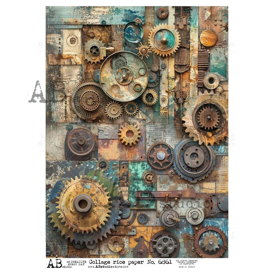 ABstudio Rice Paper - COLLAGE 6861 (A4) - Rustic Farmhouse Charm