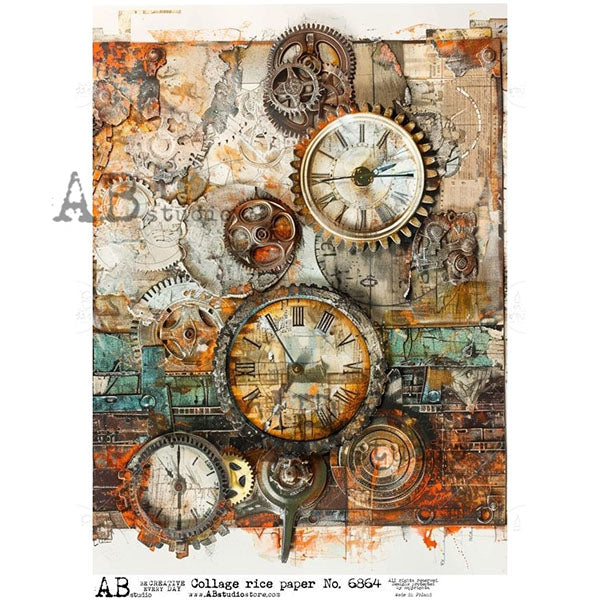 ABstudio Rice Paper - COLLAGE 6864 (A4) - Rustic Farmhouse Charm