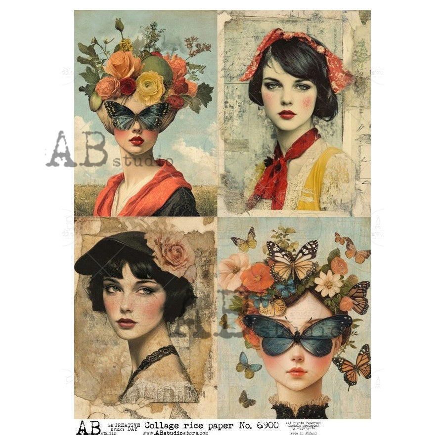 ABstudio Rice Paper - COLLAGE 6900 (A4) - Rustic Farmhouse Charm