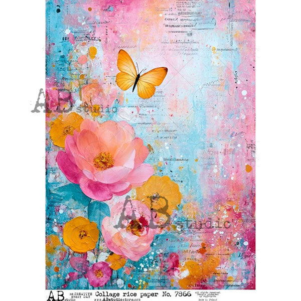 ABstudio Rice Paper - COLLAGE 7866 (A4) - Rustic Farmhouse Charm