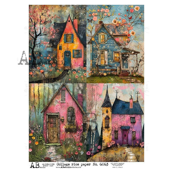 ABstudio Rice Paper - COLLAGE 6063 (A4) - Rustic Farmhouse Charm