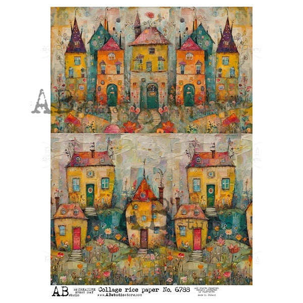 ABstudio Rice Paper - COLLAGE 6788 (A4) - Rustic Farmhouse Charm