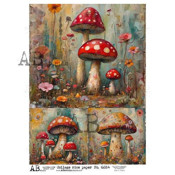 ABstudio Rice Paper - COLLAGE 6814 (A4) - Rustic Farmhouse Charm