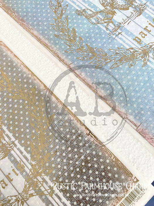 ABstudio Rice Paper Colour/Gold-Gilded - 1092 (A4) - Rustic Farmhouse Charm