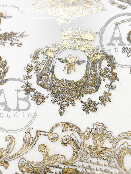 ABstudio Rice Paper Colour/Gold-Gilded - 1033 (A4) - Rustic Farmhouse Charm