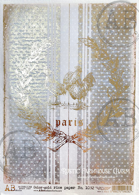 ABstudio Rice Paper Colour/Gold-Gilded - 1092 (A4)