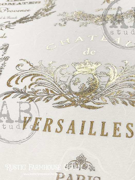 ABstudio Rice Paper Colour/Gold-Gilded - 1098 (A4) - Rustic Farmhouse Charm