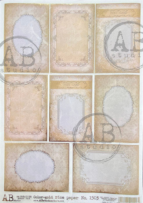 ABstudio Rice Paper Colour/Gold-Gilded - 1503 (A4) - Rustic Farmhouse Charm